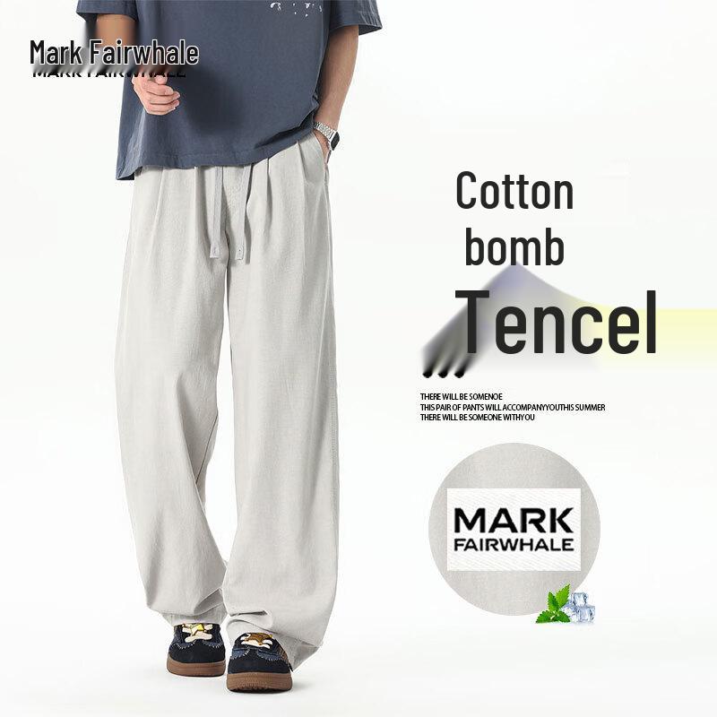 MARK FAIRWHALE Men s Summer Ice-Feel Tencel Cotton Wide-Leg Casual Pants XL
