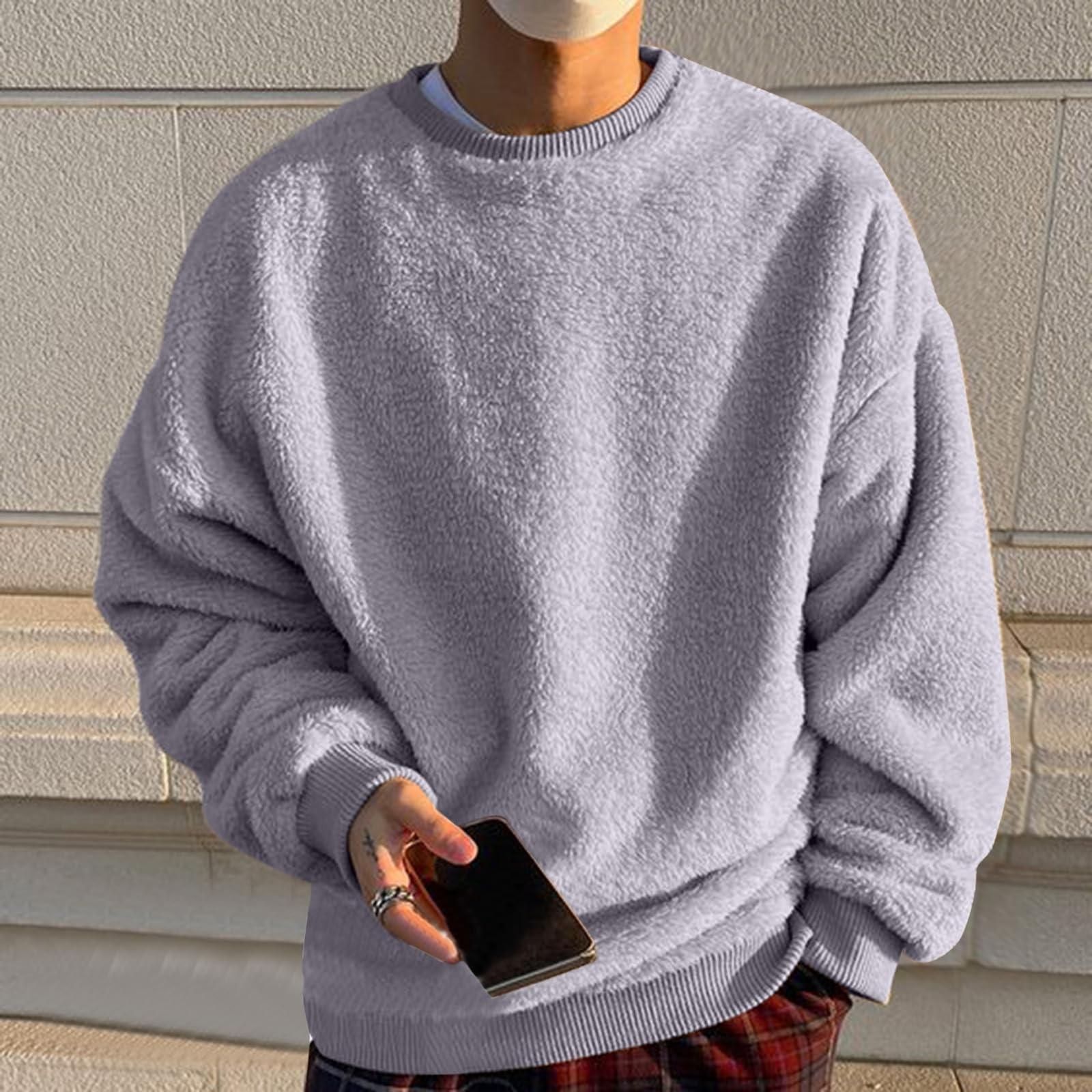 

Толстовки для мужчин с длинным рукавом из флиса, повседневные, пушистые, с круглым вырезом, теплые, зимние XXXXXL