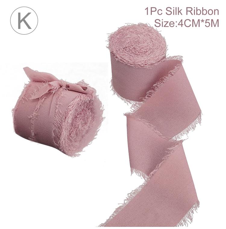 4CM*5M Handmade Frayed Edged Satin Chiffon Silk Ribbon For Wedding Invitation Wrapping Bouquets Birthday Party Decorations Gifts