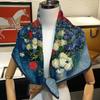 Silk Scarf Women Oil Painting Square Scarves Wraps Head Echarpes Foulards Femme Beach Shawls Bandana Lady Hijabs 90X90CM