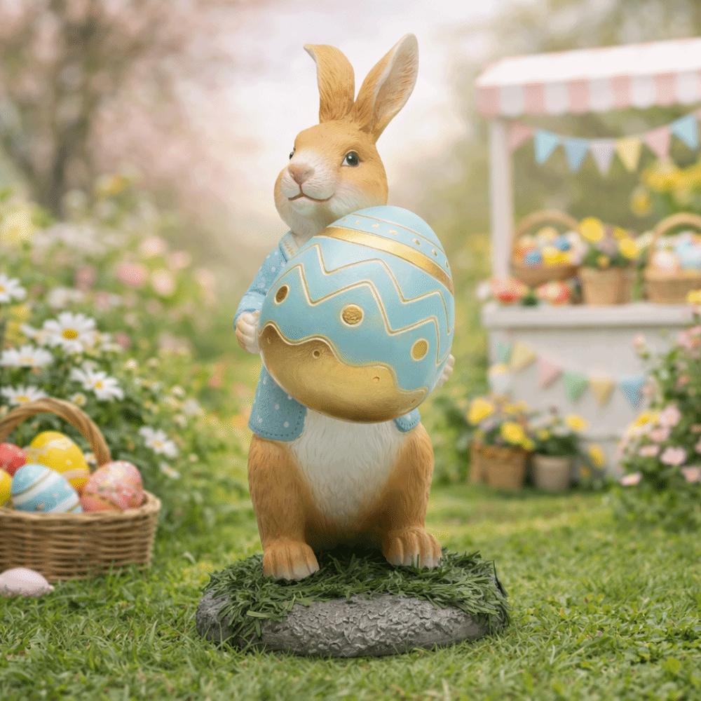 Resin Resin Rabbit Decoration Hand-Painted Cartoon Rabbit Statue  Carrot Egg Decoration