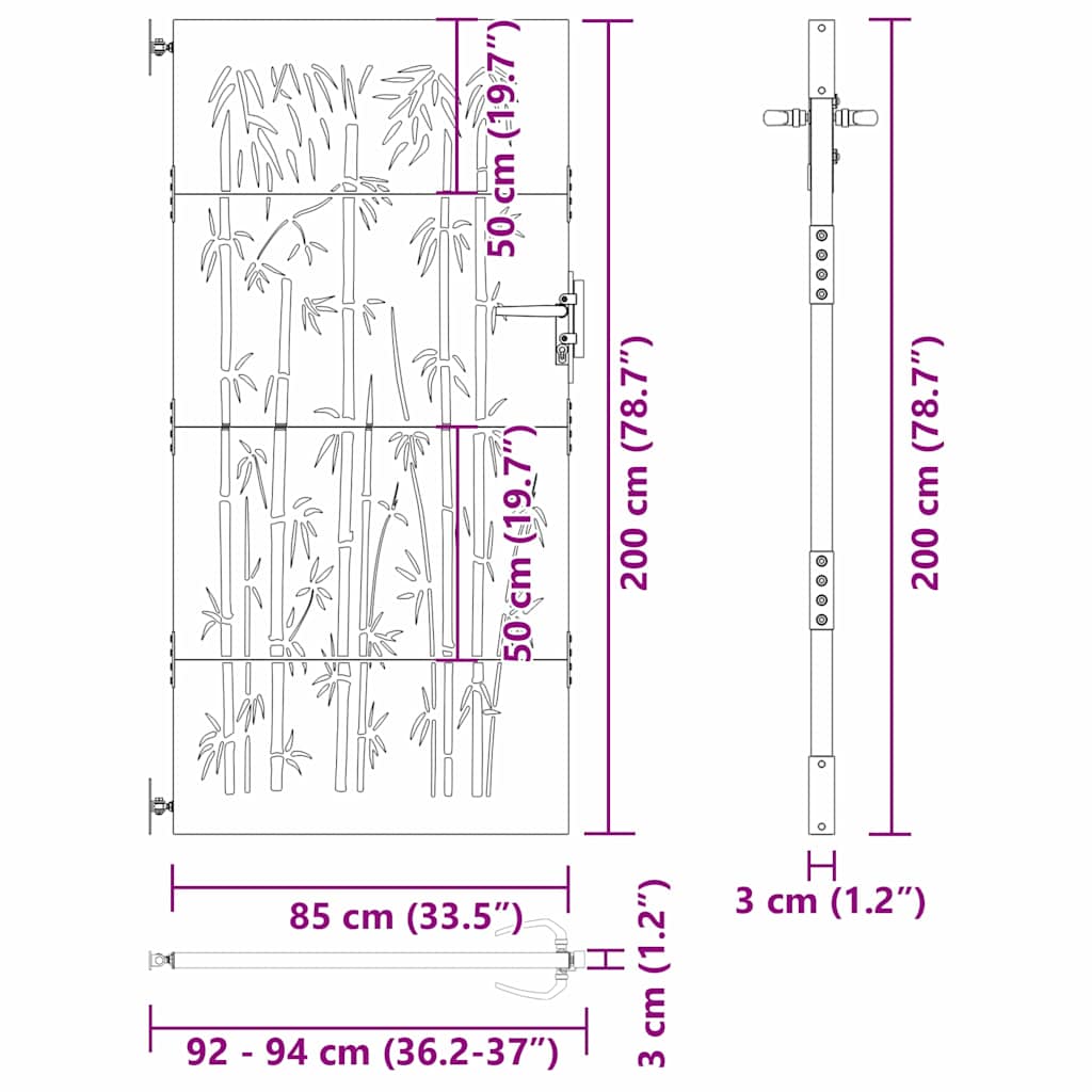 Garden Gate Black 85 X 200 Cm Powder Coated Steel
