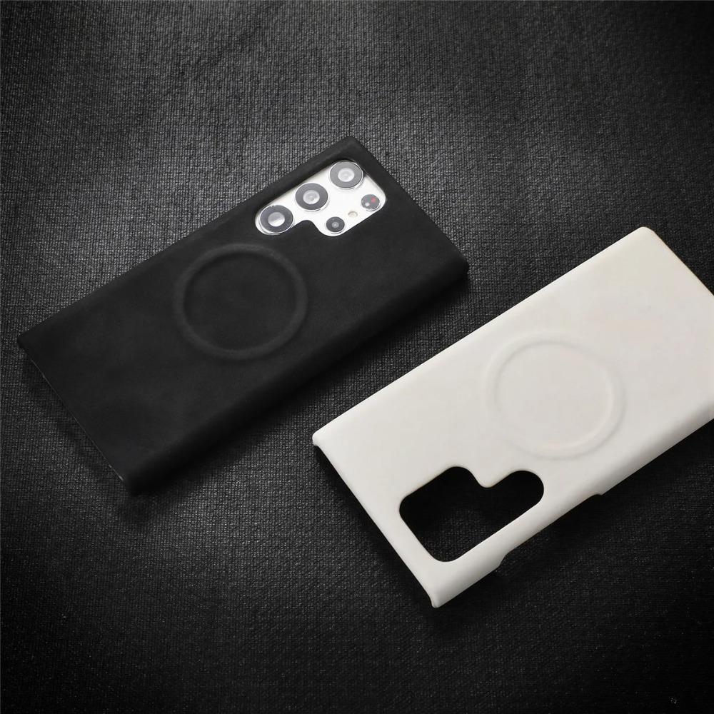 Smooth-touch Sheep Skin Leather Anti-drop Phone Case For Samsung S26 Ultra S25 S24 S23 Plus Wireless Charging Protect Back Cover