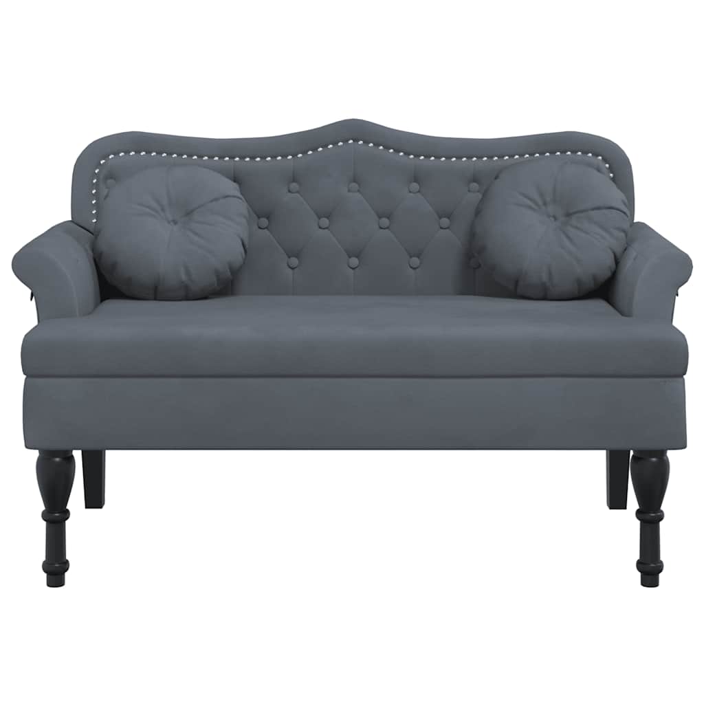 Bench with Cushions Dark Grey 120.5 x 65 x 75 cm Velvet