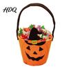 Halloween Candy Bucket Trick or Treat for Kids Pumpkin Face Ghost Bat Cat Storage Container Snack Basket Holder with Handle Party Favors Lightweight
