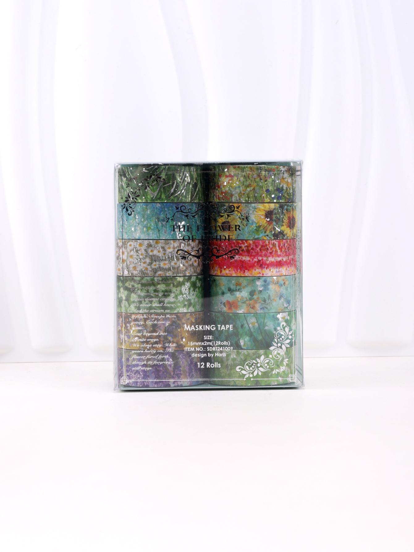 12 Rolls/Box Colorful Floral Washi Tape Scrapbook Supplies Washitape Washi Tape Scrapbook Diy Decorative Creative Washi Tape