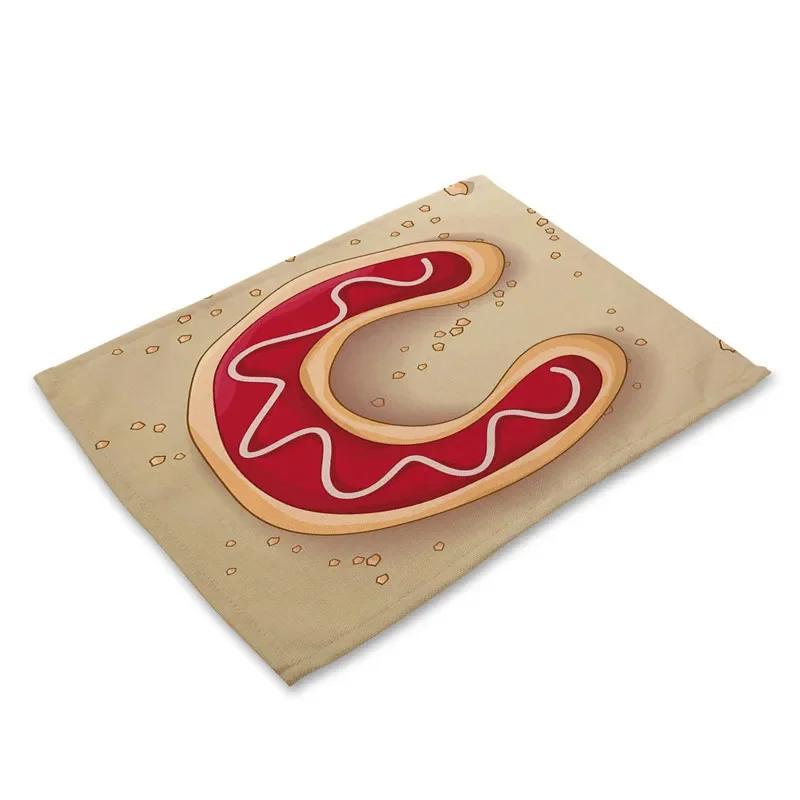 45X30cm Letter Pattern Kitchen Placemat Dining Table Mats Tea Coaster Cotton Linen Pads Bowl Cup Mats for Home Decor Gifts