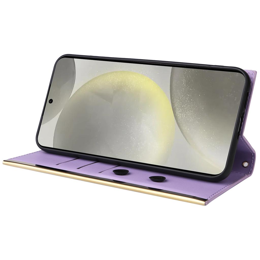 For Samsung Galaxy S24 Stand Wallet Phone Case PU Leather Flip Cover with Shoulder Strap