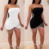 European & American Strapless Tassel Bodycon Evening Dress - Women's Elegant Nightclub Style with Hot Drilled Sling.