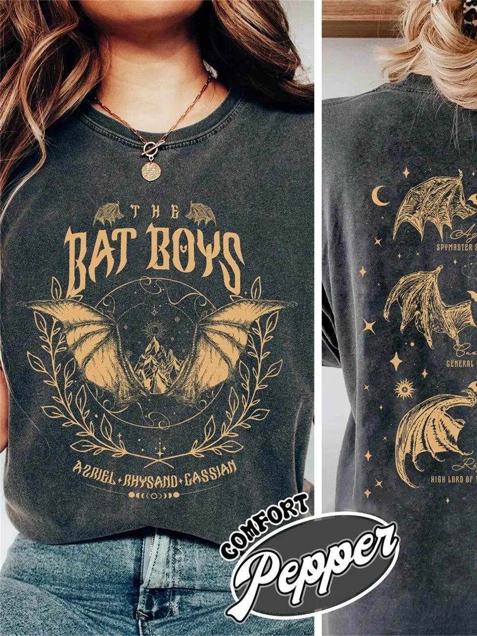 

Cotton Washed Retro Bat Boys Bookish T Shirt Fouth Wing Top Tee Shirt Loose Shirt Fantasy Apparel Y2K Top Women Summer Tee 4XL