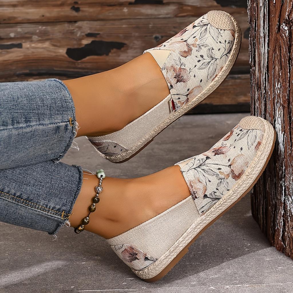 Antypoślizgowe Buty Vintage Damskie Lniane Buty Nowy Chiński Styl Styl Narodowy Drukowane Buty z Trawy Plecione Miękka Podeszwa Antypoślizgowe Buty dla Mamy