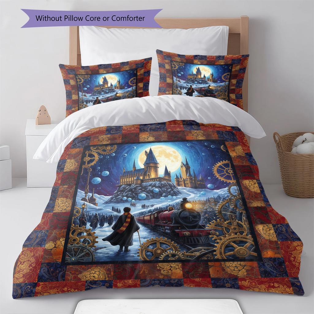 Cartoon-Muster Bettwäsche Steppbett-Set Bettbezug Kissenbezug Heimdekoration Geburtstagsgeschenk (1 Bettbezug + 2 Kissenbezüge, ohne Füllung)