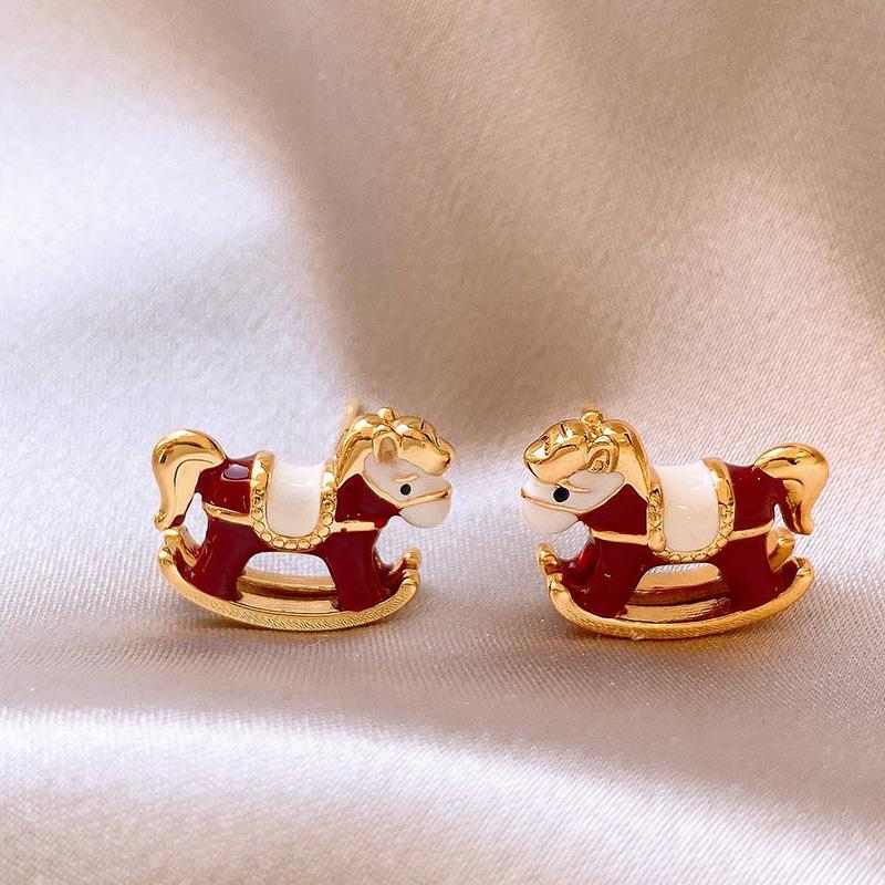 Silver Horse Zodiac Stud Earrings: Light Luxury, Retro Style, Versatile and Unique Accessories