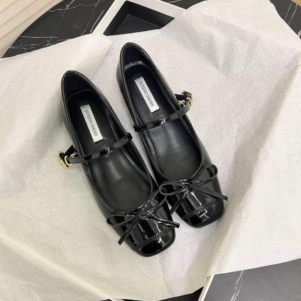 French small inner height increase 5cm bow light mouth single shoes square head Mary Jane shoes gentle flat ballet shoes