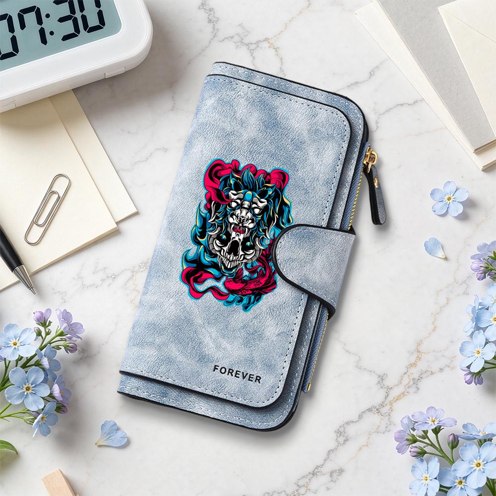 Stylish Pattern Long Wallet Forever Printed Purse Portable Daily Use Card Holder Fashion Casual Zipper Purse