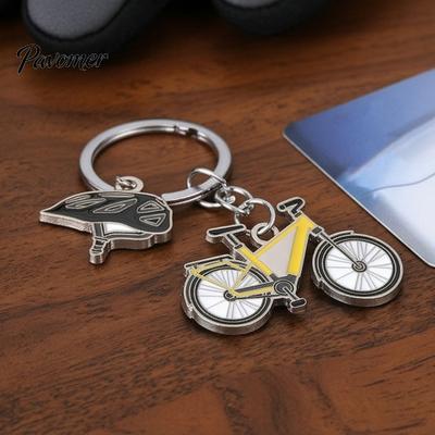 Cycling Enthusiasts Keychain Enamel Bicycle Helmet Keychain, Metal Bike Keyring Backpack Charm, Minimalist Bag Hanging Decorative Accessory,