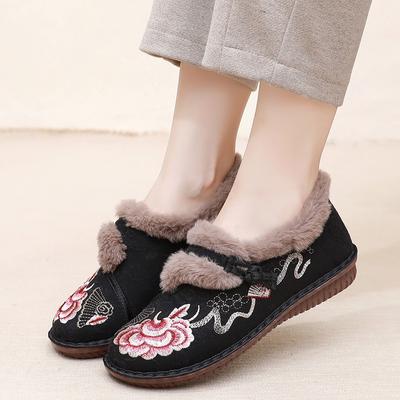Winter Cloth Shoes Shoes Velvet Warm Fashion Retro Style Mother Shoes Soft Sole Chinese Cotton Shoes