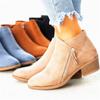 Gyh Women Side Zipper Boots Fashion Suede Low Heel Shoes Women Short Boots Square Heels Casual Ankle Boots Plus Size Botas Mujer