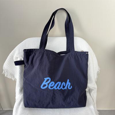 Casual Letter Print Women Nyl Shoulder Bags Versatile Portable Ladies Drawstring Tote Candy Color High Capacity Girls Handbags