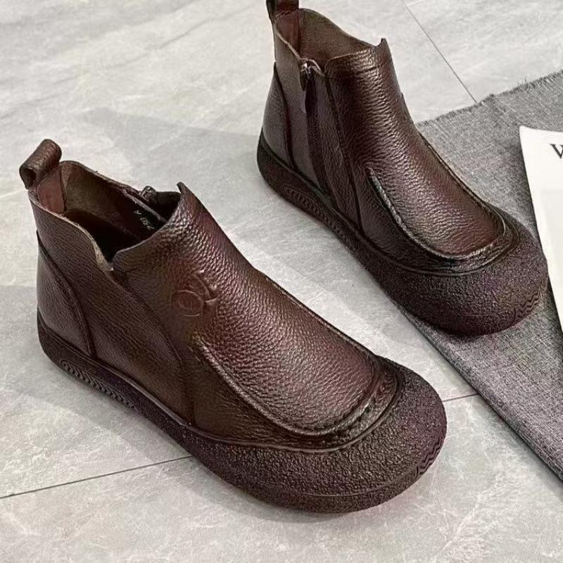 Spring and Autumn Leather Women's Single Shoes Leather Shoes Soft-soled Shoes Casual Women's Shoes Round Head Comfortable