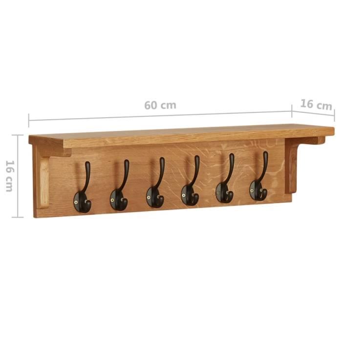 VidaXL Porte-manteau 60x16x16 cm Bois de chêne massif