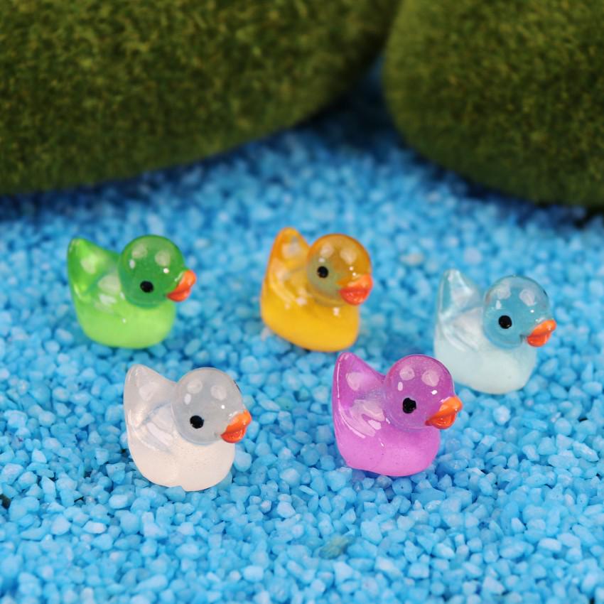 Bunte Leuchtende Gelbe Ente Mikrolandschaft Harz Ornament