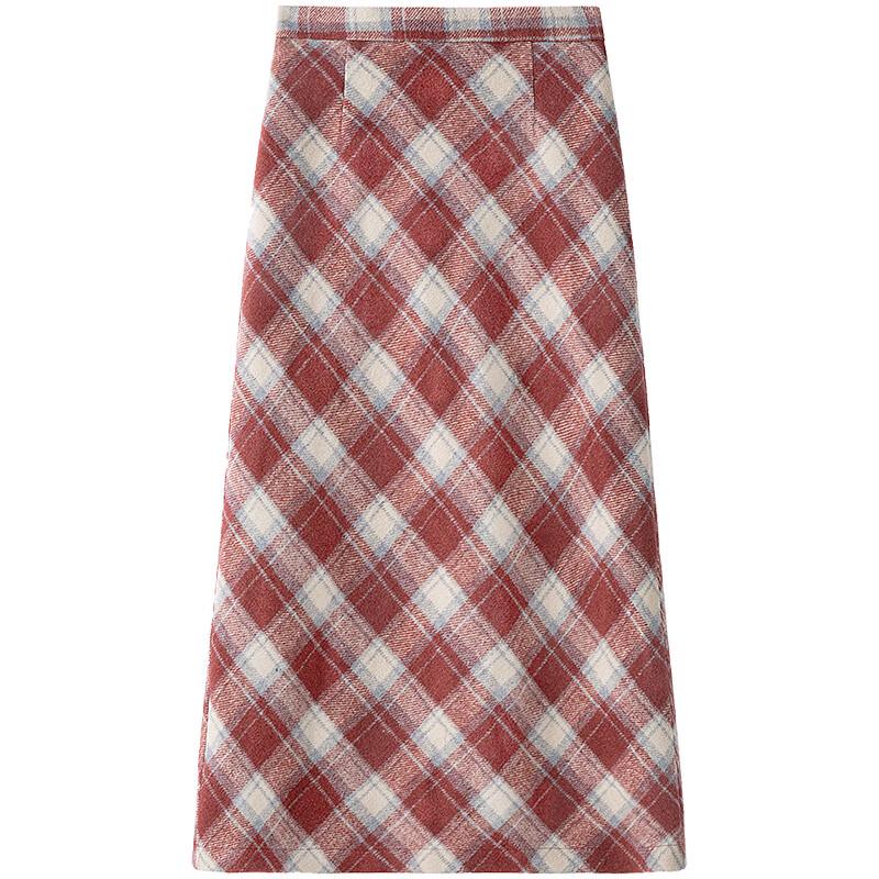 Women s Retro Plaid A-Line Midi Skirt S