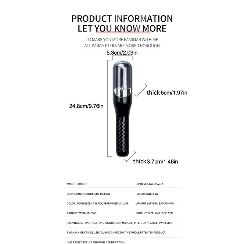 Portable Electric Hair Clipper Multi-Feature Rechargeable Split-End Hair Trimmer