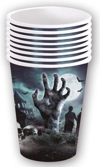 Kubeczki Papierowe Cmentarz Umarlak Zombie Halloween Urodziny 240Ml 6Szt.