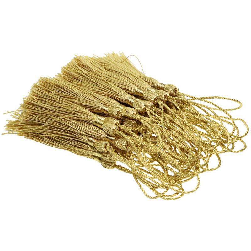 

A84E-200Pcs Gold 13Cm/5-Inch Handmade Soft Tassels Floss Bookmark Tassels For Jewelry Making, DIY Projects, Bookmarks золотой