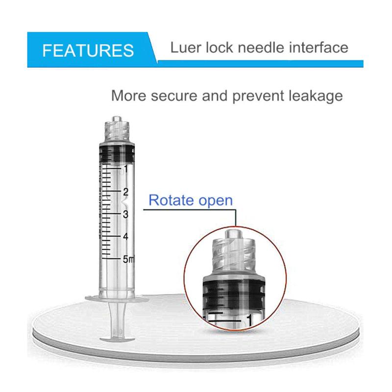 30Pack 5ml Syringes Set 1.5 Inches 14G-27G Blunt Tip Needle with Storage Caps for Refilling and Measuring Liquids Oil