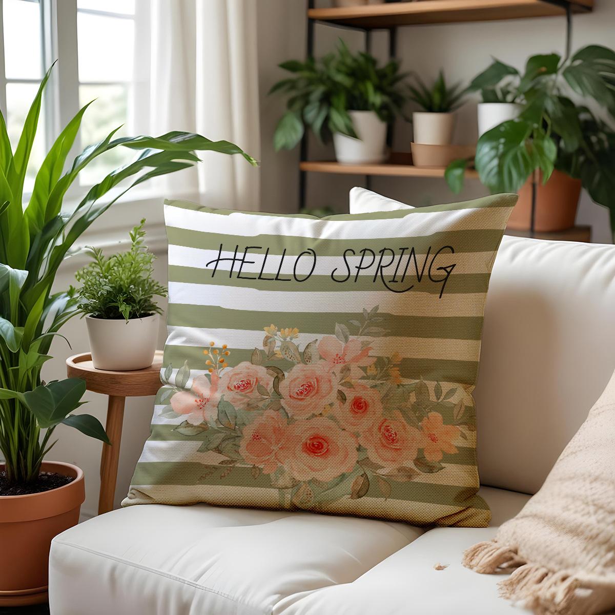 

Spring New Spring Letter Print Pillow Cover Cute Cartoon Living Room Decorative Sofa Pillow Bed Head Cushion Premium 45 * 45Cm