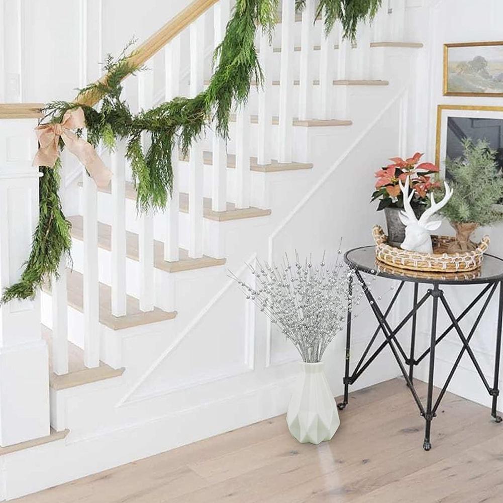 

Artificial Glitter Berry Stem Christmas Picks Decorations Glitter Sticks For Christmas Tree DIY Wreath Home Decor серебряный