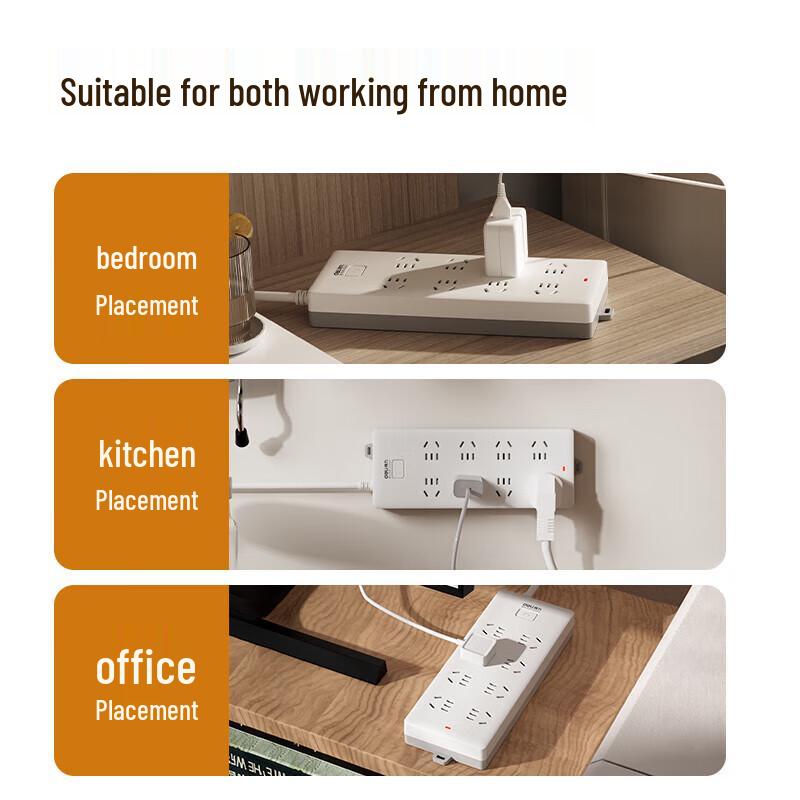 Deli 8-Outlet Power Strip with Master Switch, 5m Cable