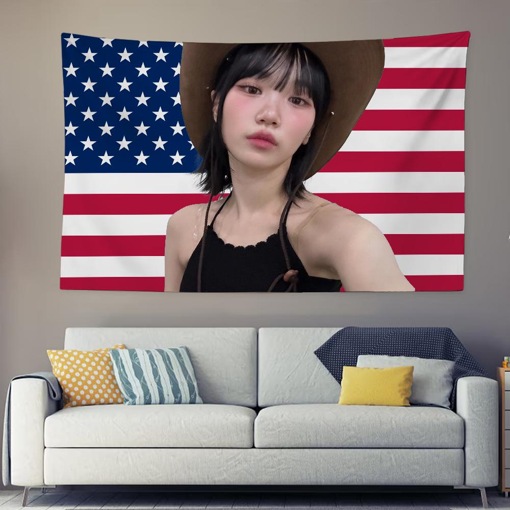 CChaewon America Flag Tapestry Decoration Bedroom Dormitory Background Cloth Holiday Home Party Living Room Club Cloth