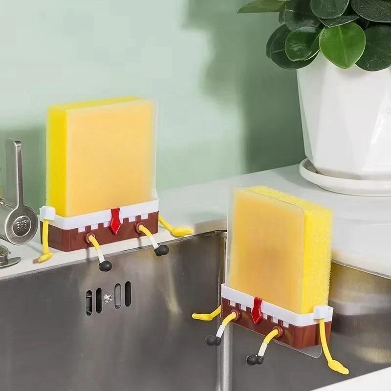 

Dishwashing Sponge Storage Shelf Cartoon Wash Dish Sink Drain Rack Household Sponge Holder Support Organizer Kitchen Accessories