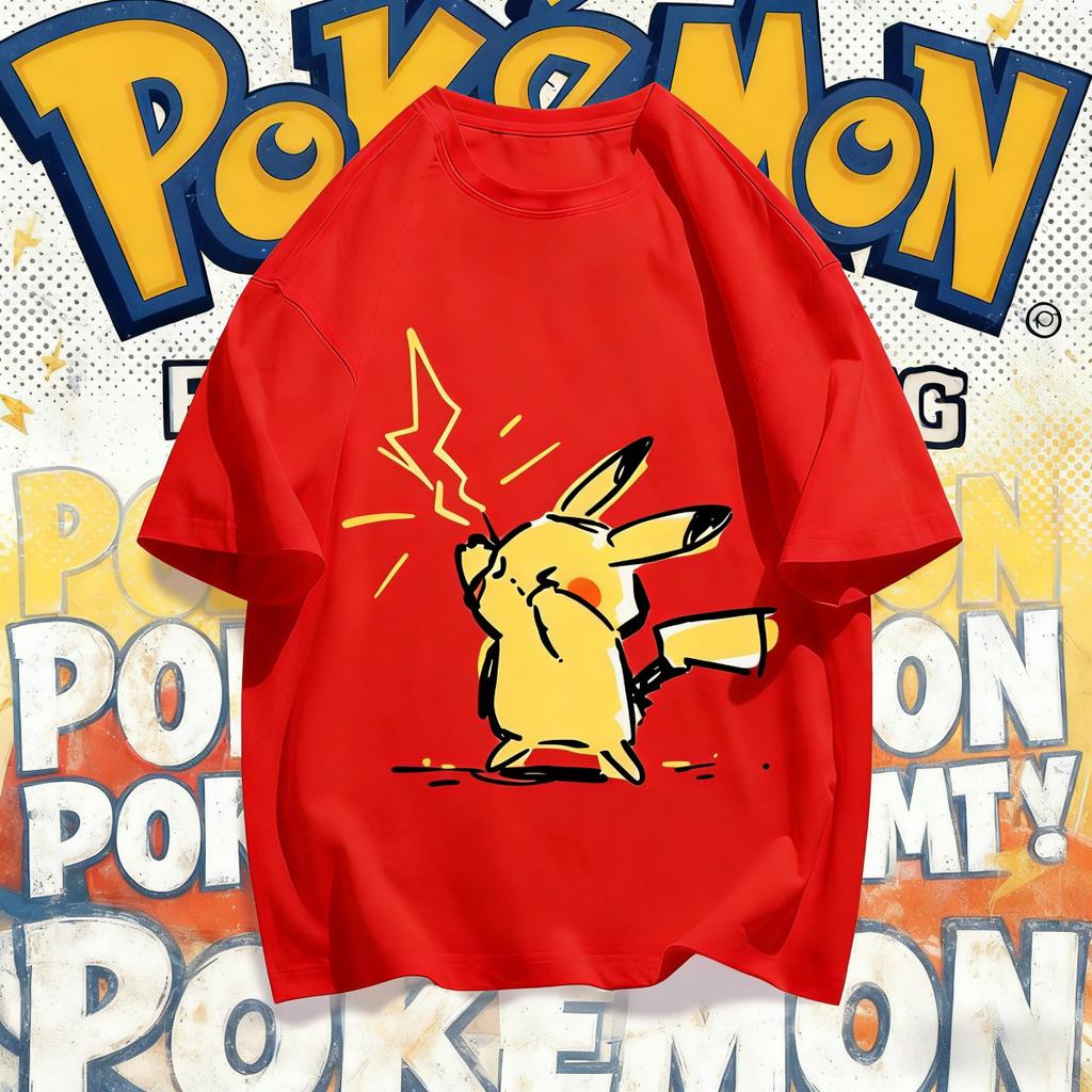 Summer Pokémon Anime Pikachu Brand Pure Cotton Printed Tshirt Unisex Harajuku Casual Versatile Shortsleeved Y2k