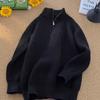 Men S Half Zip High Neck Pullover Sweater Japanese Style Casual Knitwear