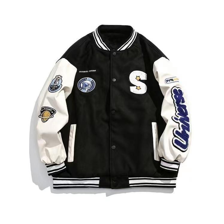 Spring and Autumn Retro Quilted Embroidered Baseball Uniform Jacket Men and Women Loose Tide Brand Street Jacket