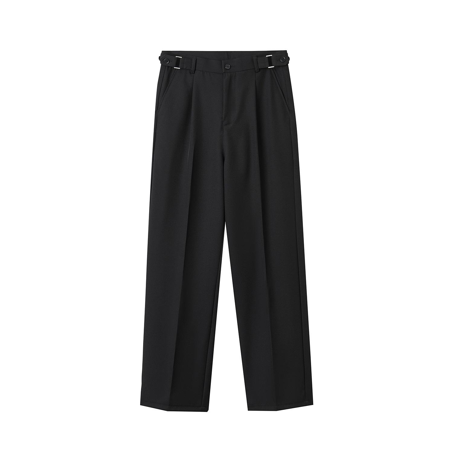 

Men s Spring/Summer Casual Versatile Loose-Fit Straight-Leg Trousers with Half Elastic Waist 2XL чорний