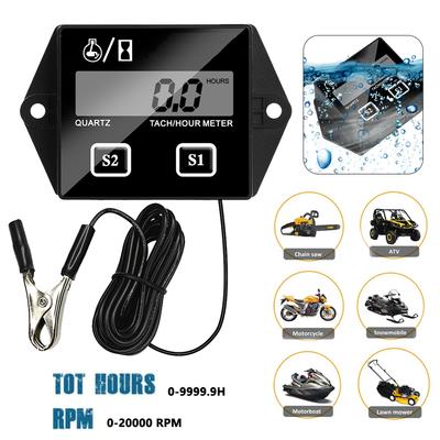 With Clip  Motorcycle Tachometer IP65 Waterproof 0-20000 RPM Speed Gause Engine Working Time Meter 3 Choice Tach Hour Meter