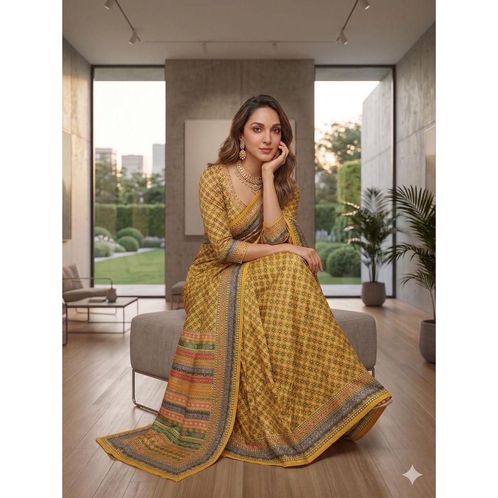 New Launch – Premium Chinon Silk Saree with Elegant Real Mirror Work Collection