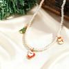 Stainless Steel Santa Claus Christmas Tree Snowman Imitation Pearl Beaded Necklace Female, Christmas Sweater Chain Nc-1256