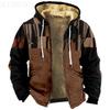 Indian Totem Print Cotton Suit Men'S Loose Lamb Wool Inner Western Style Warm Hooded Jacket Top