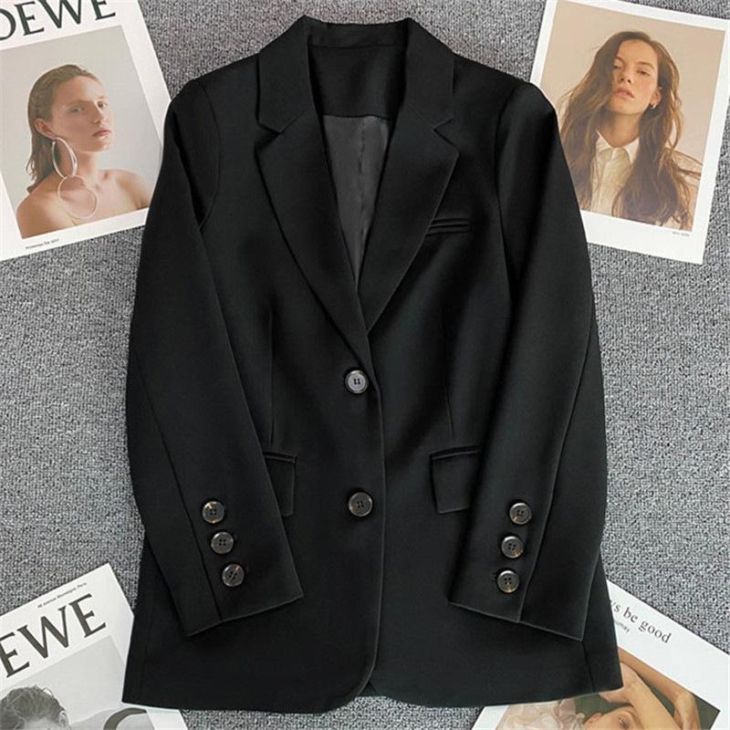 Autumn Winter Loose Casual Solid Color Suit Women Long Sleeve All-match Blazer Female Cardigan Coat Top