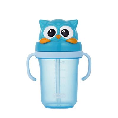 Edison Friends Spill-proof Three-dimensional Straw Cup 2 300ml, Owl Blue, 1 Piece