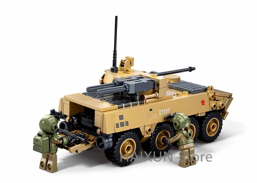 Zbl-19S Wheeled Infantry Fighting Vehicle Construction Blocks Set1:44 Scale Military Armored Vehicle Blocks Plaything With 2 Minifigures