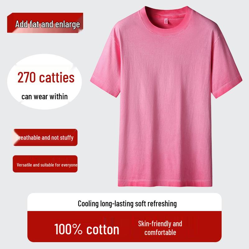 Men s Plus Size Pure Cotton Round Neck T-Shirt 3XL