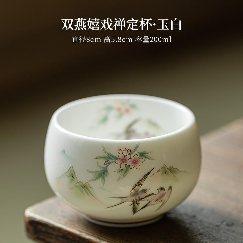 Handmade Dehua White Porcelain Tea Cup Light Luxury Master Cup for Home Office Wedding Tea Party Ceremony Gift