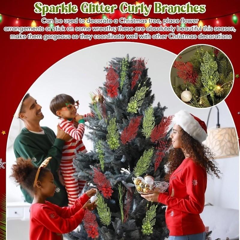 1Pc Glitter Artificial Berries Stems Christmas Decoration Xmas for Home Decor New Year Christmas Tree Wreath Ornaments Accessory